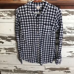 Navy and white check j crew perfect shirt